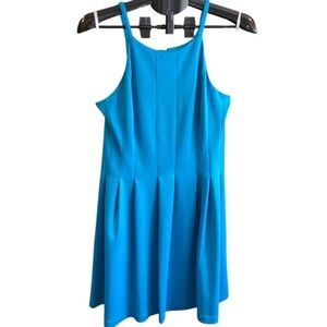 NWT CALVIN KLEIN PLEATED BLUE HALTER DRESS SIZE 12